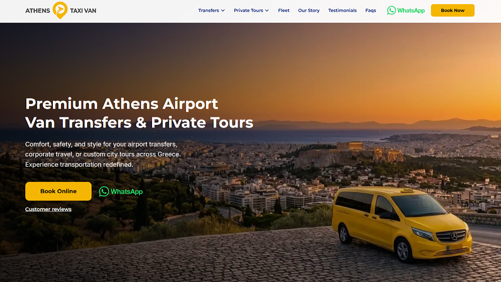 Η νέα ιστοσελίδα της Athens Taxi Van